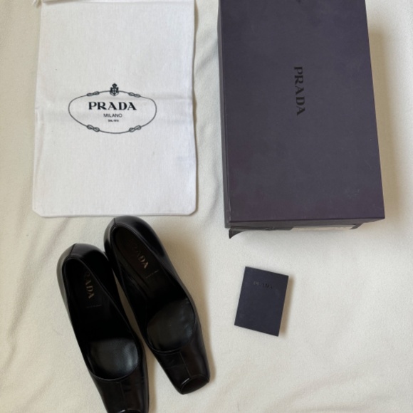 Prada Old Leisure Black Square Toe Heel 36 - Picture 3 of 7